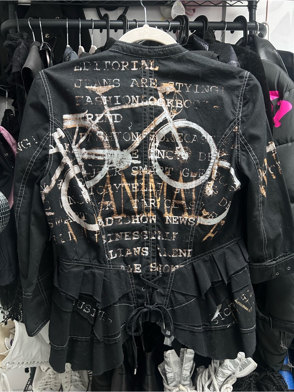 graffiti style y2k ruffle peplum jacket